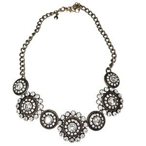 J.Crew Vintage Gold Tone & Crystal Starburst Rhinestone 20" Statement Necklace
